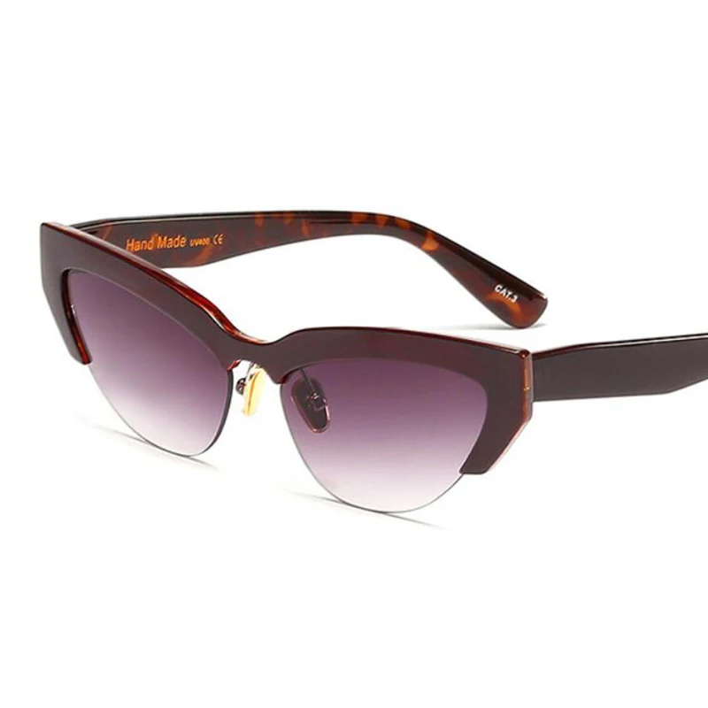 Женские солнцезащитные очки кошачий глаз с полуоправой в стиле ретро роскошные