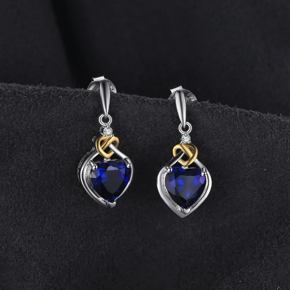 JewelryPalace Love Heart 3.4ct Heart-Shaped Created Sapphires Drop Earrings 925 Sterling Silver Fashion Jewelry Romantic Gifts | Украшения