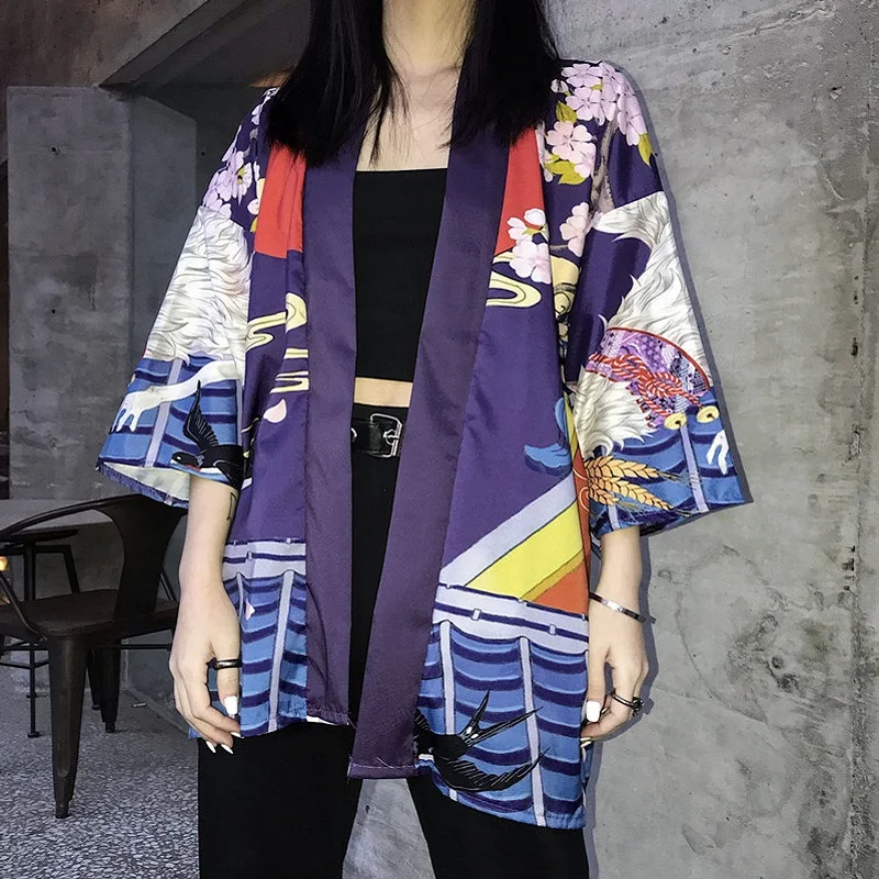 Женская Повседневная Блузка Kimonos в японском стиле Харадзюку | одежда