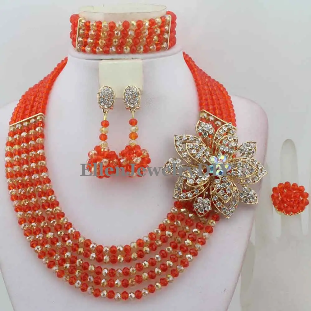 

Splendid African Beads Jewelry Sets Nigerian Wedding African Crystal Beads Jewelry Set W12212