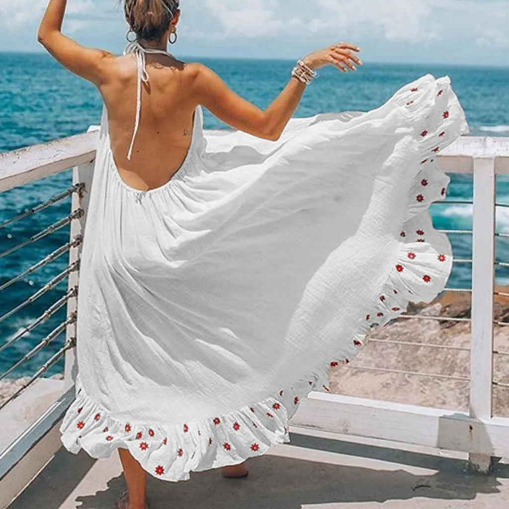 2019 женское платье для беременных на бретелях с открытой спиной и принтом платья 5