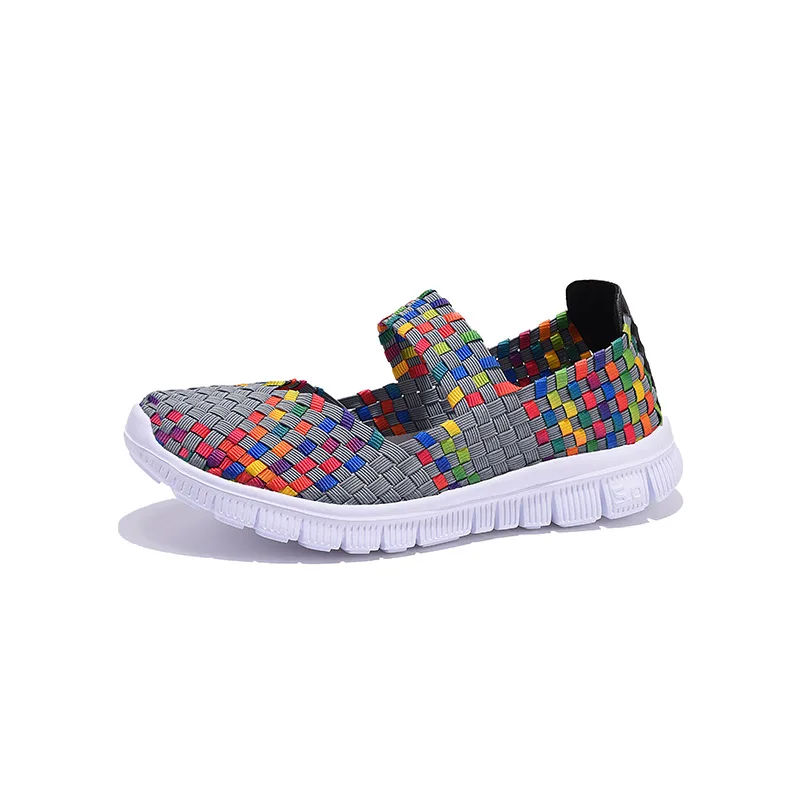 Женская обувь 2017 г. летние дышащие женские туфли для прогулок тканая ручной