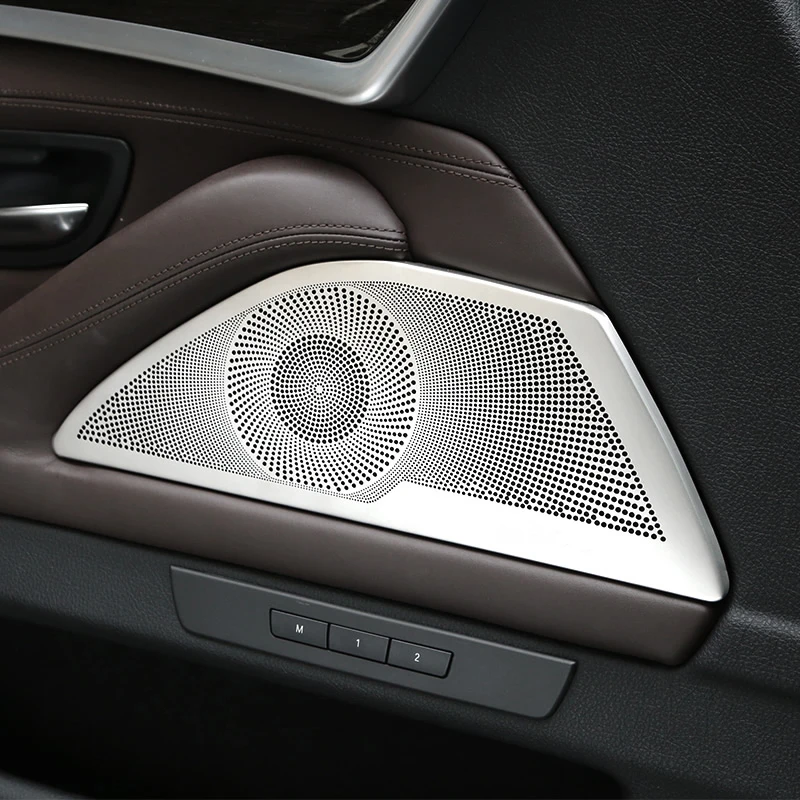 

2pcs Steel Front Door Audio Speaker Panel Cover Trim For BMW 5 Series F10 11-16