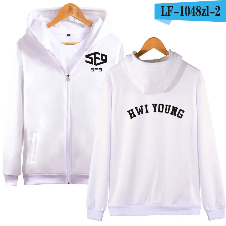 Новинка SF9 Kpop толстовка с капюшоном на молнии Мода Nedw idol бойфренд стиль девушки куртка для мужчин и женщин плюс размер XXS-4XL - Цвет: Темно-серый