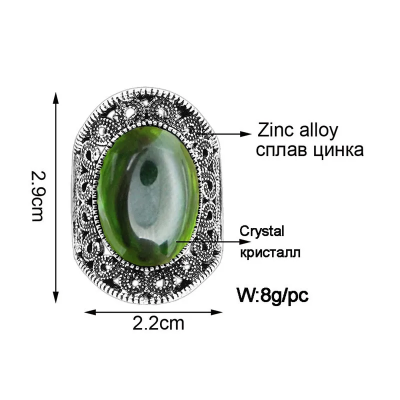 Oval Transparent Crystal Rings For Women Antique Silver Plated Flower Plant Fashion Jewelry TR684 | Украшения и аксессуары
