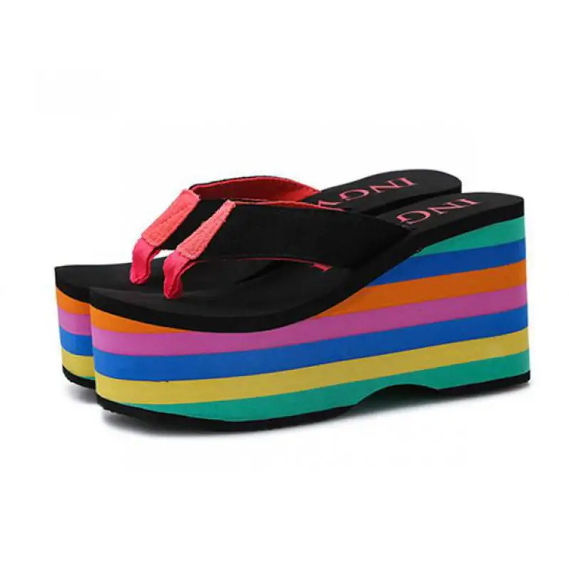 Сандалии на высоком каблуке для женщин модная летняя пляжная обувь танкетке