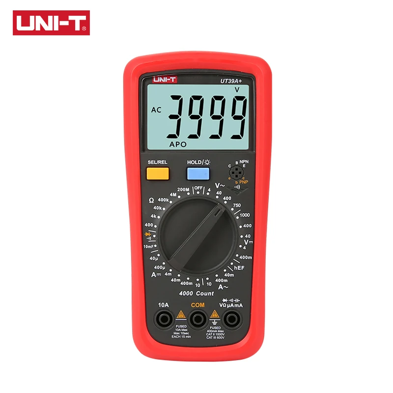 

UNI-T UT39A+ Digital Multimeter Auto Range Tester Upgraded from UT39A/UT39C AC DC V/A Ohm /Temp /Frequency/HFE/NCV test