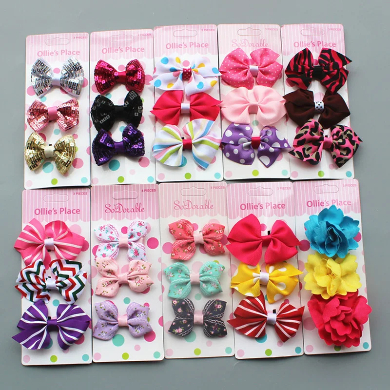 3 шт./компл. заколки для волос ручной работы с цветочным принтом и бантом модные