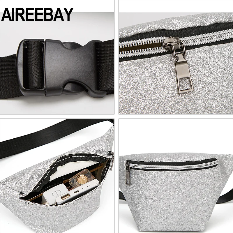 AIREEBAY 2019 Новая модная блестящая поясная сумка с блестками Женская кошелек на