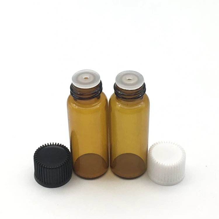 5ml Amber With Mix 5 шт. 1 мл 2 мл 3 мл 5 мл мини Янтарная жидкая стеклянная бутылка с отверстием редуктора и крышкой маленькие флаконы для эфирных масел - Цвет: 5ml Amber With Mix