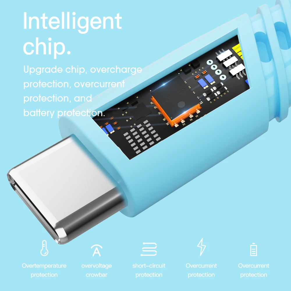 Кабель Essager USB Type C для быстрой зарядки телефонов Android 2.4A 0.3 2 м|Кабели мобильных