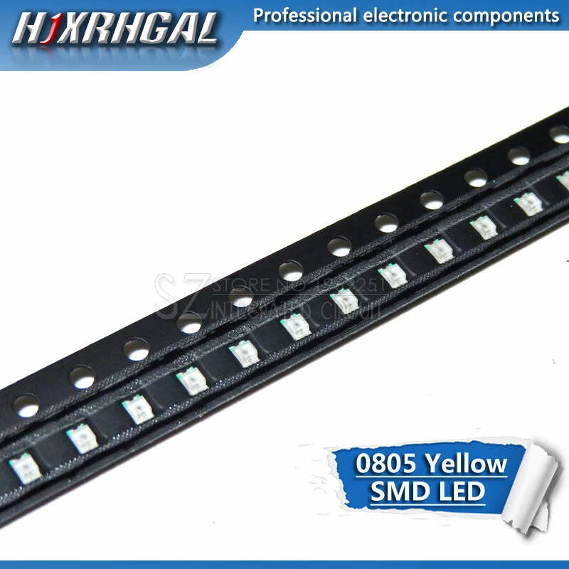 100 шт. 0805 SMD светодиодный светильник желтый красный зеленый синий белый и hjxrhgal - Цвет: Цвет: желтый