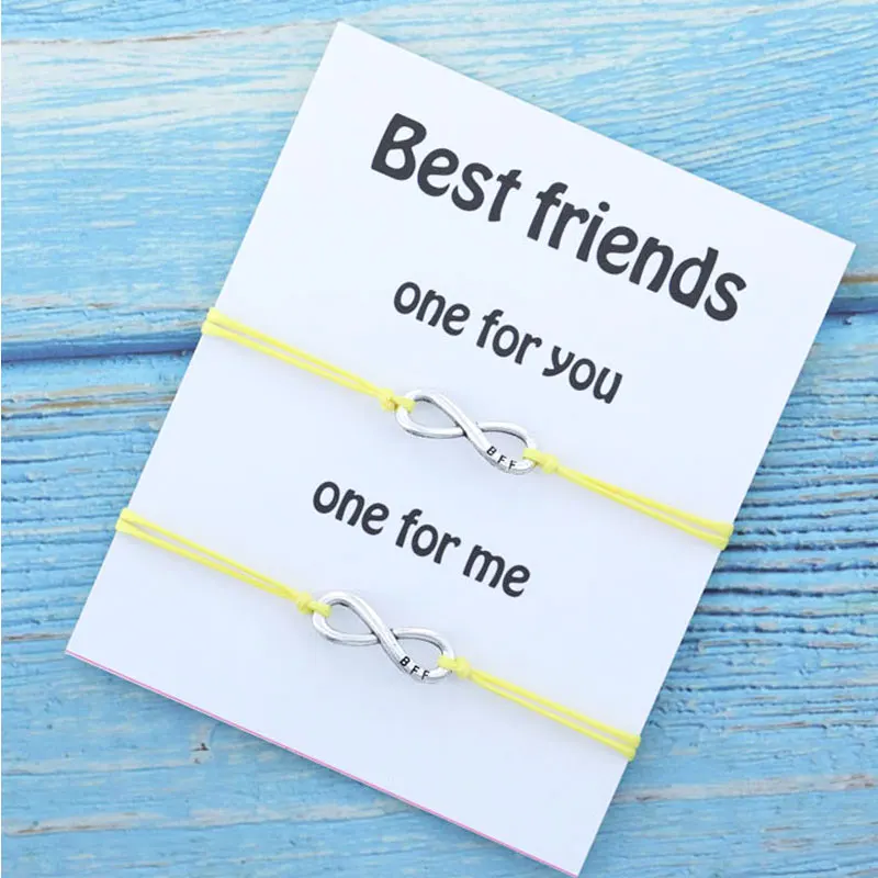 Yellow Best Friend Matching Bracelet Infinity Charm Bff Friendship Bracelets for Friend BFF Gift Infinity Bracelet Women Men Jewelry - Окраска металла: Yellow
