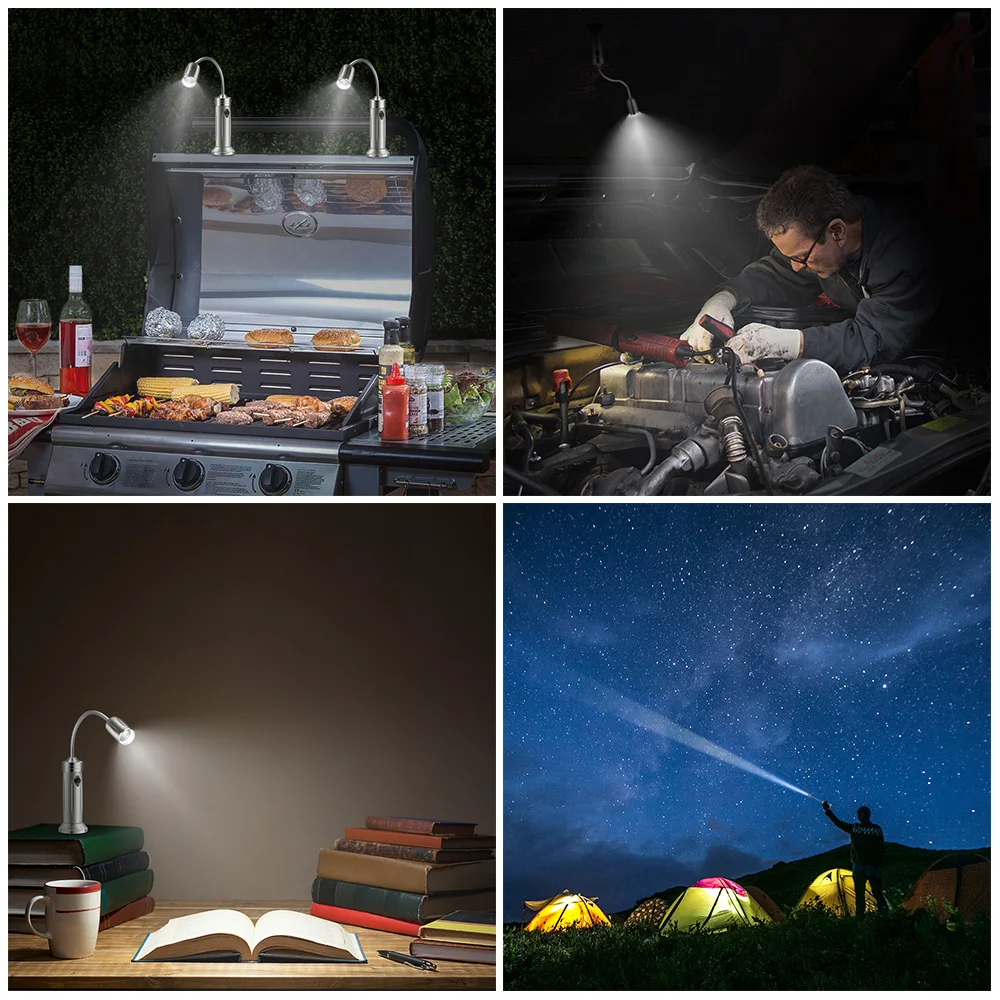 Гриль для барбекю с регулируемым фокусом света Тип Гибкий Gooseneck 2 шт BBQ Light 3 AAA