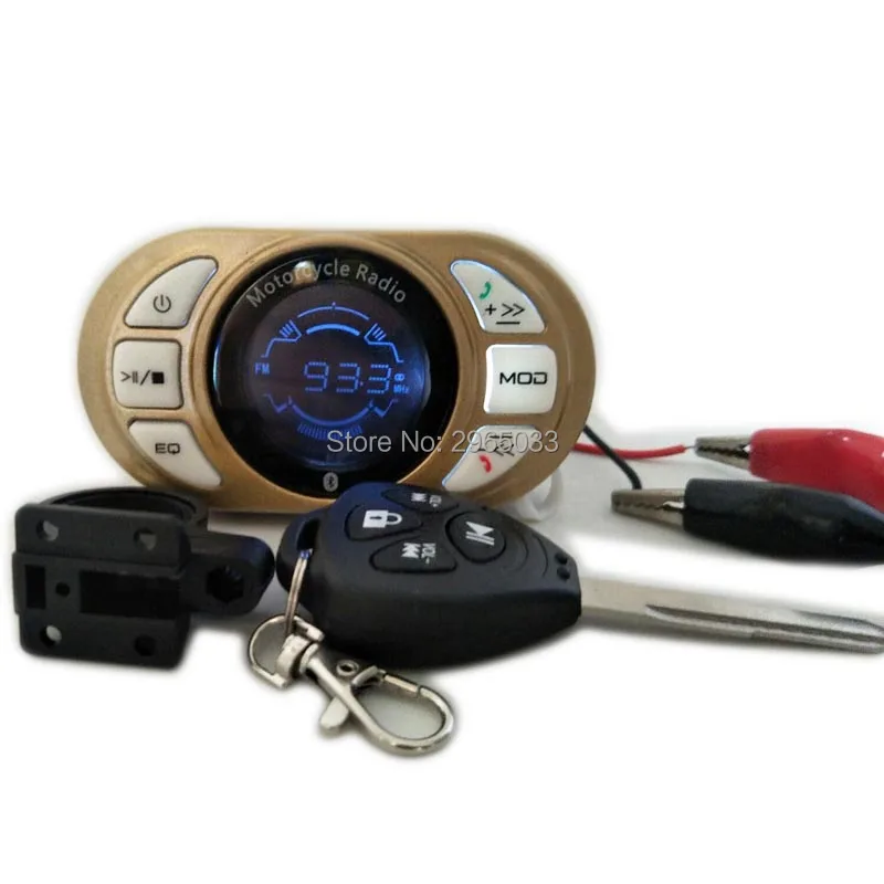 Мотоцикл Беспроводной дистанционного сигнализация Динамик USB MP3 AUX TF карты FM