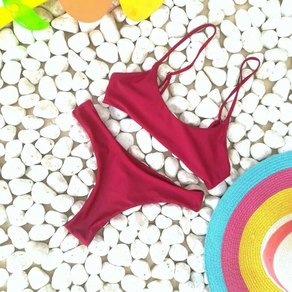 

Sexy Bikini Sets Women Solid Color Swimwear Brazilian Push Up Swimsuit Beachwear Bandeau Bandage Bathing Suit Thong Swimwear
