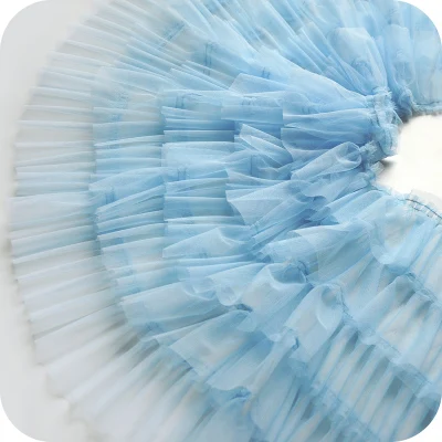 baby blue 1 ярд, хорошее качество, мягкие оборки, шифон, кружевная отделка для детского платья, сетка, кружево, сделай сам, кукольная юбка, кружевная ткань, Пришивные аксессуары для одежды - Цвет: baby blue