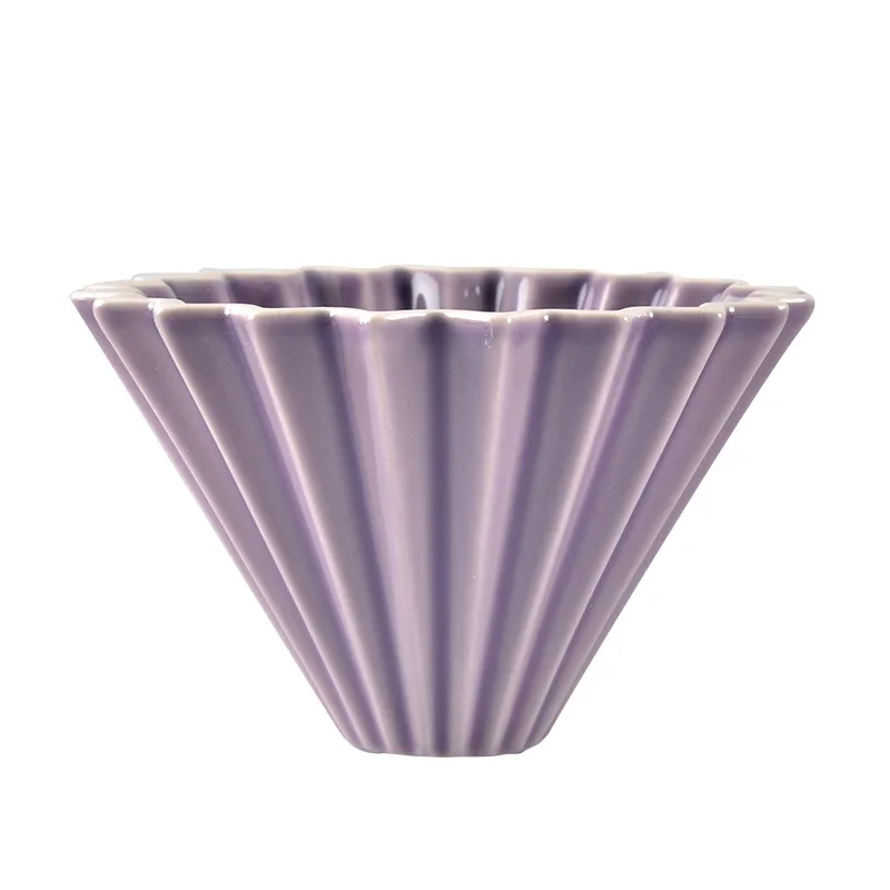 Purple Цветы керамическая кофейная чашка эспрессо Кофейная чашка фильтр оригами фильтровальные чаши V60 Воронка капельные ручные фильтры для чашки аксессуары для кофе - Цвет: Purple
