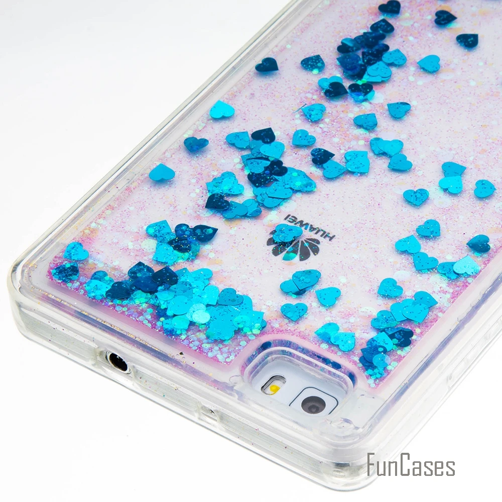 Coque Bling Love Heart Stars Мягкий ТПУ чехол для телефона huawei P8 Lite Funda Quicksand Ascend # | Мобильные