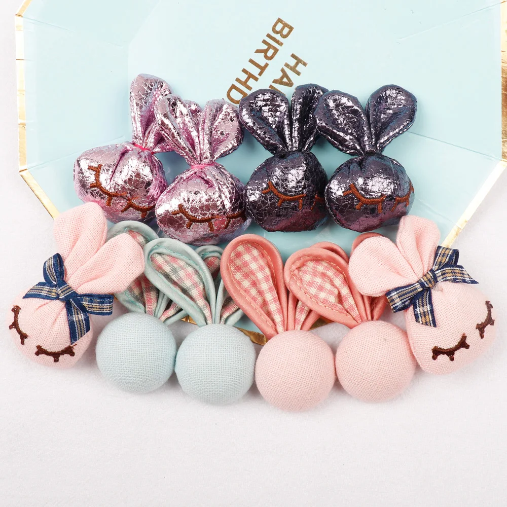 

IBOWS 5pcs/lot Cute rabbit Head Patches DIY Handmde Gifts Accessories For kids clothes Cartoon Children's hair clip accessories