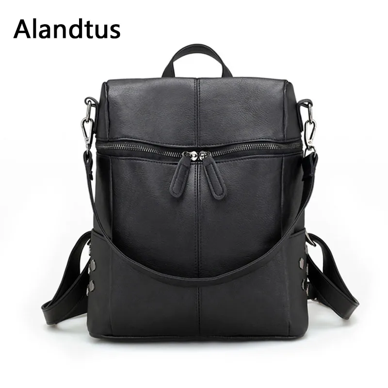 Alandtus женский рюкзак большой емкости Сумки для подростков девочек PU кожаные