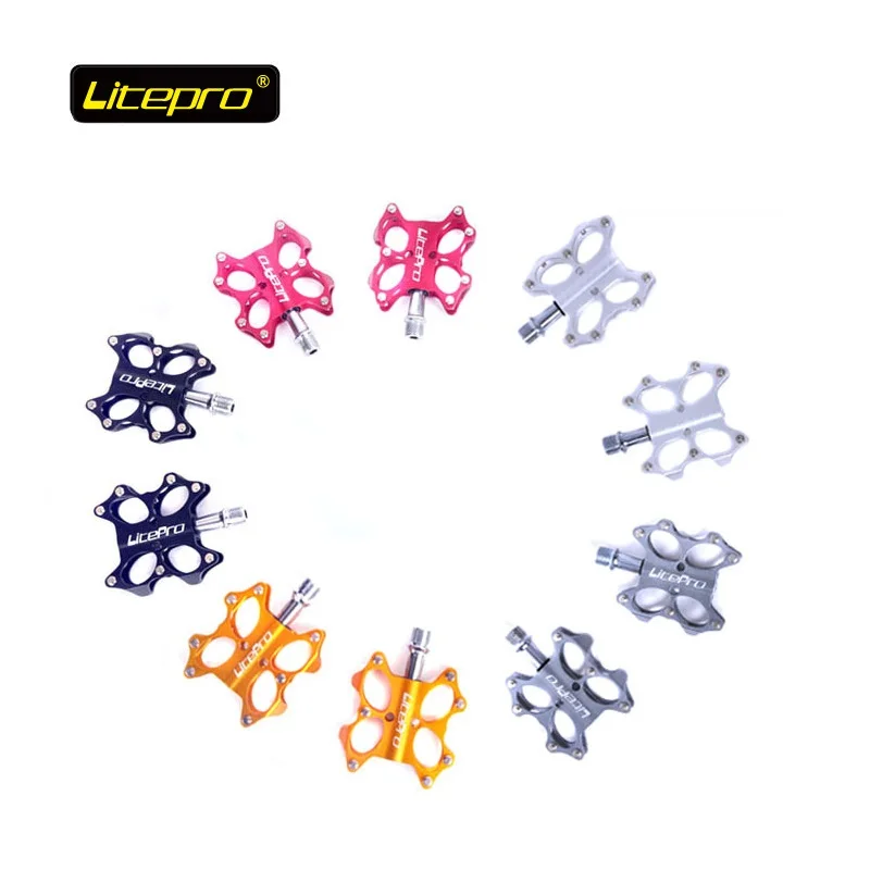 

Bicycle Pedal Litepro 3 Bearing Folding Bike Ultralight Pedal Road Bicycle Pedals Taiwan 225g Red Gold Black Titanium