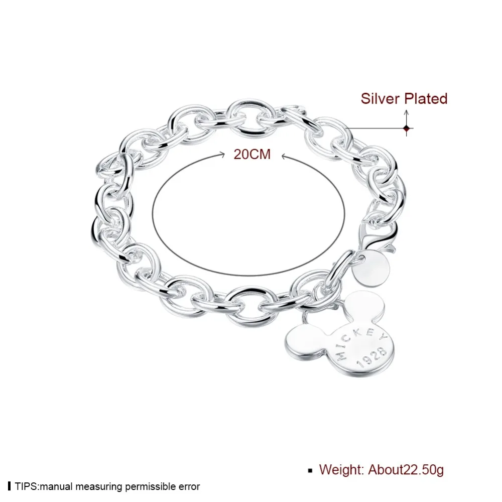 INALIS 925 jewelry silver plated bracelet 925-sterling-silver fashion Mickey Bracelet /aqzajiga booakfva | Украшения и аксессуары