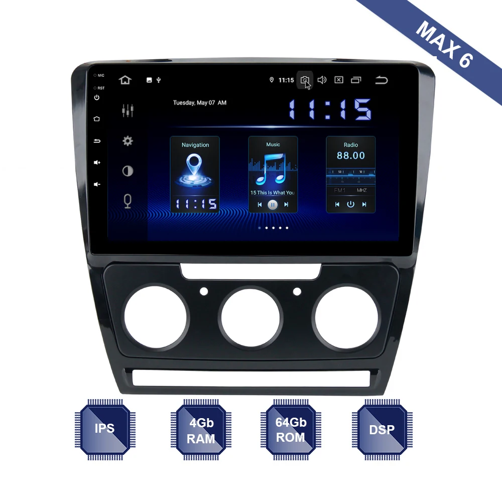 Android 10 автомобильное радио 2 Din GPS Navi для Skoda Octavia A5 2008 2009 2010 2012 2013 PX6 DSP IPS HDMI 4 Гб + 64 RDS
