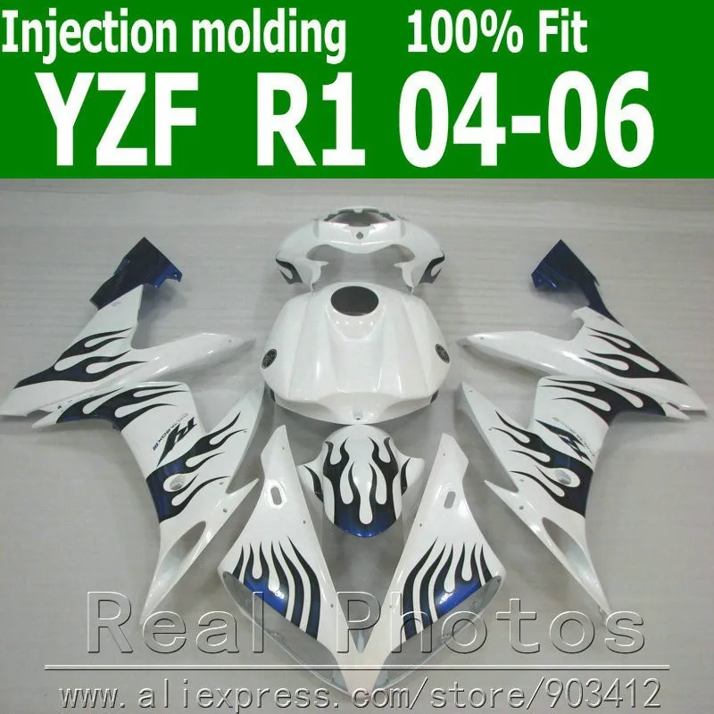 100% литья под давлением комплект обтекателей для YAMAHA R1 2004 2005 2006 желтый черный 04 05 06