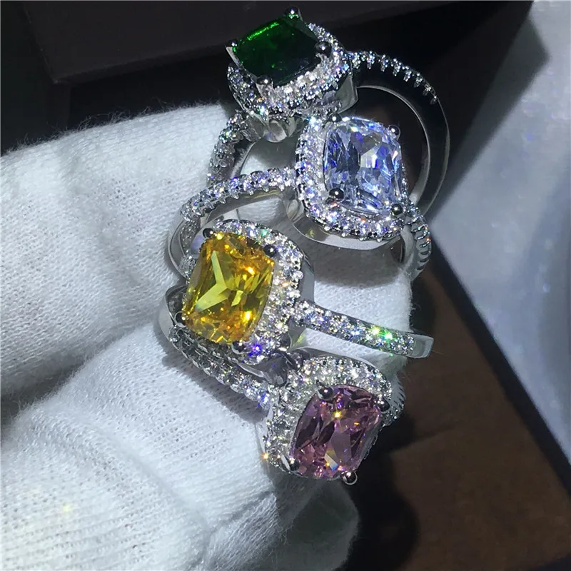 4 вида цветов Infinity ring в форме подушки с 5A циркониевые Cz цвета: золотистый