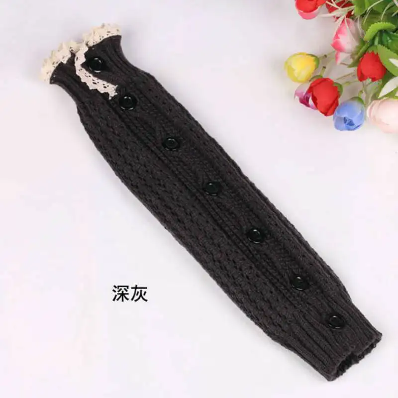 Winter Lace Leg Warmers Side Button Hollow Knitted Been warmers Women's Legwarmers Polainas Para As Mulheres | Женская одежда