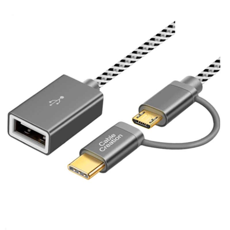 Кабель адаптера Micro USB и Type C-USB 2 0 мама короткий кабель OTG (on-The-go) футов совместимый с