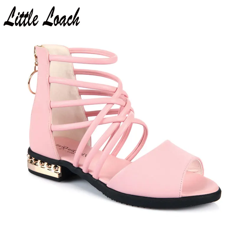 Сандалии-гладиаторы для девочек модная обувь из натуральной кожи детские