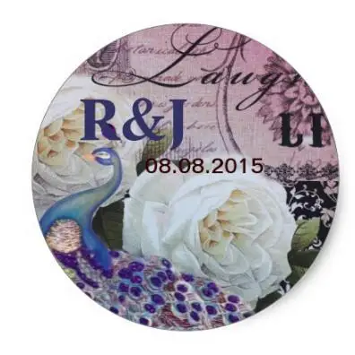 

1.5inch elegant artistic girly vintage peacock classic round stickr