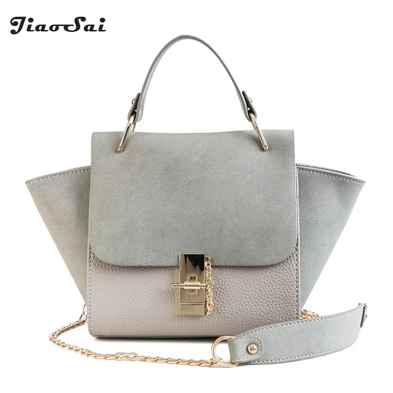 Chain Vintage Patchwork Crocodile+Nubuck Leather Women Bags Designer Trapeze Handbags Fashion Lock Lady Crossbody Messenger | Багаж и
