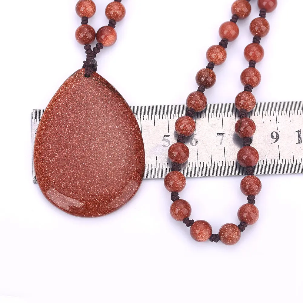 

New Arrival Genuine Natural Pendant Water Drop Shape Charm Sweater Chain Long Necklace Men Women gemstone Water Drop Pendant DK