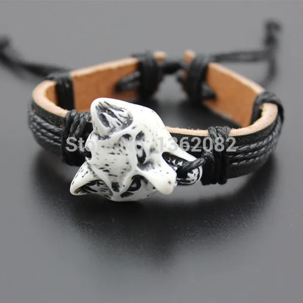 Мужской браслет из яка и волка черный кожаный для серфинга подарок MB78|bangle hinge|bangles