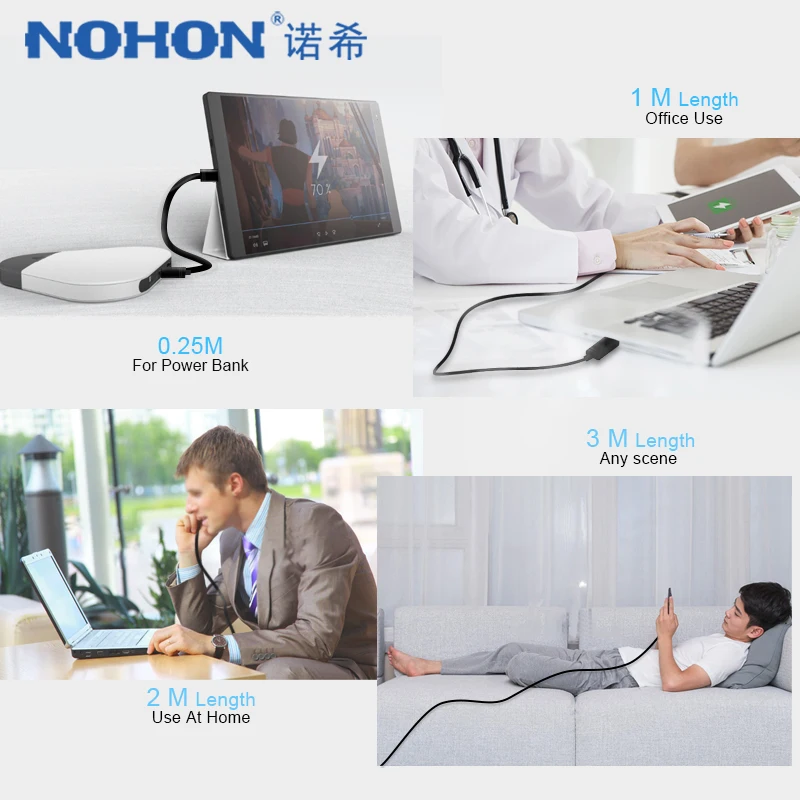 NOHON usb type C зарядный кабель для передачи данных Xiaomi 5 6 samsung Gaxaly S8 S9 Plus шнур Oneplus 5T 3