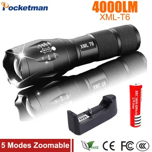 Тактический фонарик Lanterna XM-L T6, 4000 лм, светодиодный фонарик с зумом, для аккумуляторов 3xaaa или 1x 18650