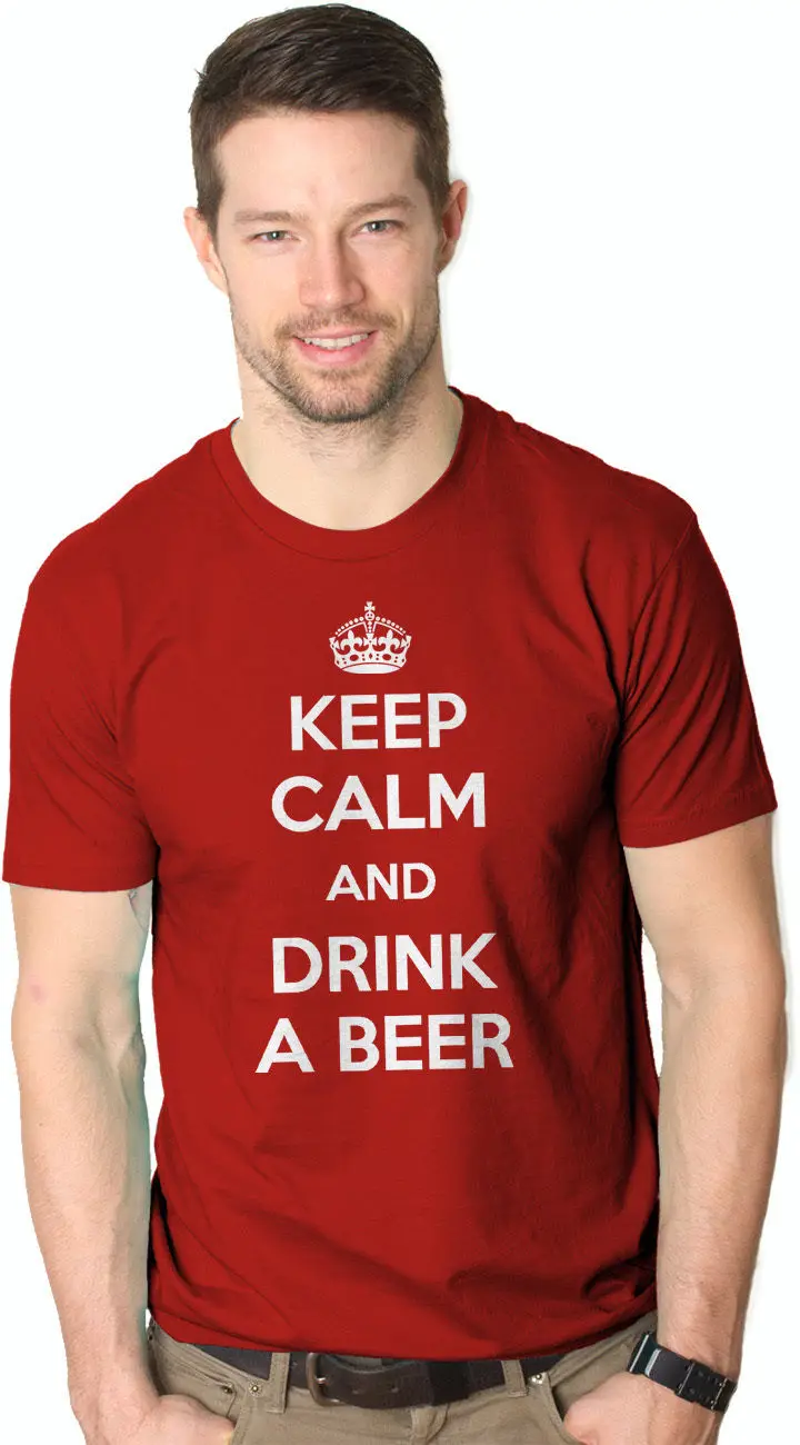 Keep Calm And Drink A Beer футболка Забавный Пьющий чай Harajuku топы Футболка модная