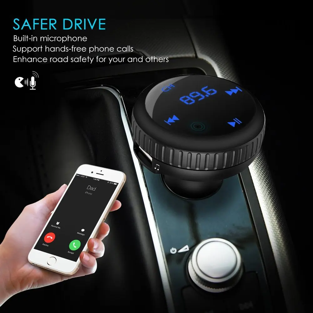 FM трансмиттер с Bluetooth автомобильный комплект громкой связи MP3 плеер модулятор 5 В 2