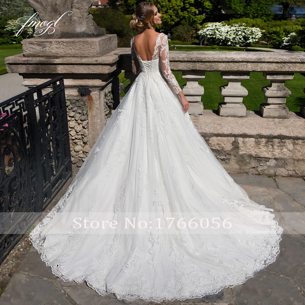 Кружевное свадебное платье с длинным рукавом Fmogl Vestido De Noiva элегантное невесты