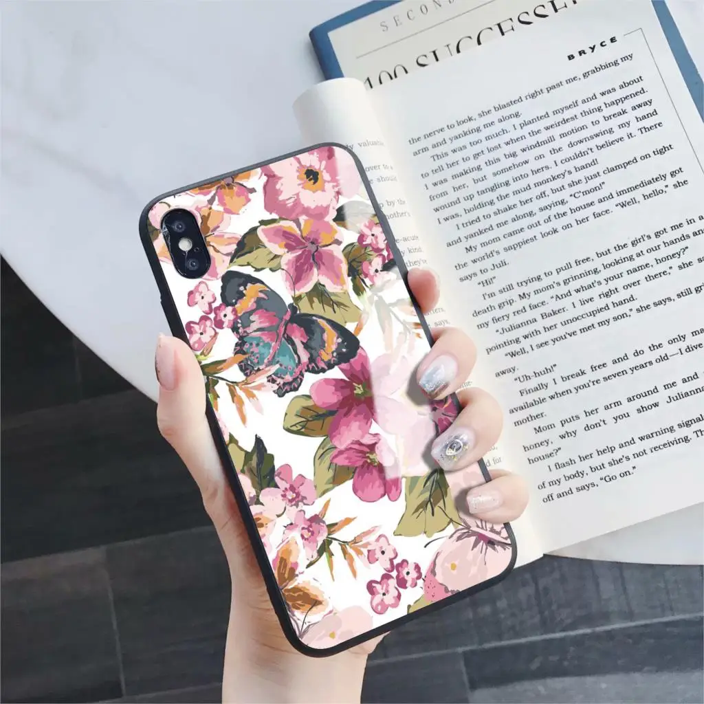 179 Акварельный чехол из закаленного стекла для телефона для iphone 5, 6, 7, 8, 6s, разноцветный цветок, 6s plus, 7 plus, 8 plus, x, xr, xs, xsmax - Цвет: 179