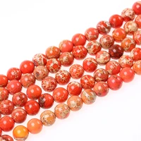 15 natural stone orange sea sediment turquoiseimperial jaspers round loose beads 4 6 8 10 12mm pick size for charm jewelry