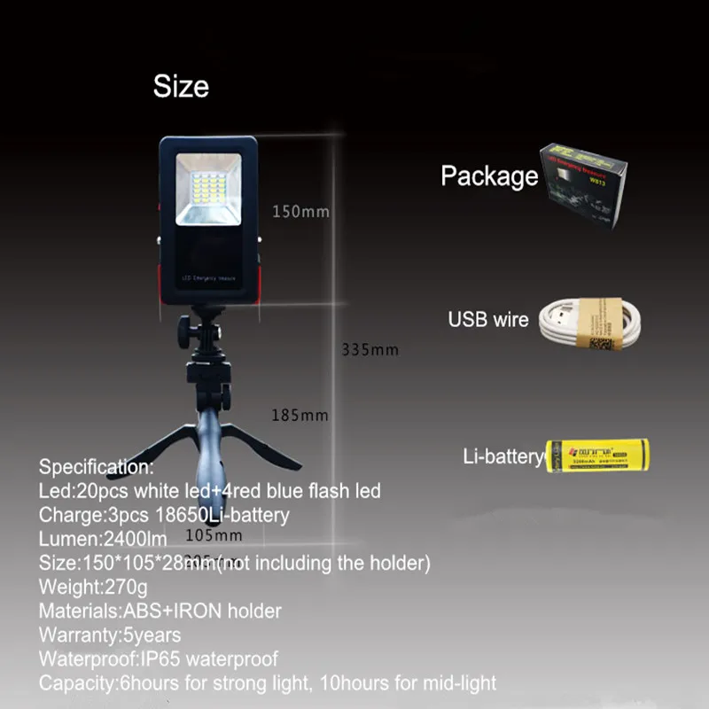 Led Floodlight Portable Lantern Waterproof Button Switch USB Charge Flashlight Spotlight Camping Emergency use | Лампы и освещение