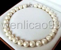 rare 12mm cream white genuine south sea shell pearl necklace heart clasp 18 aa