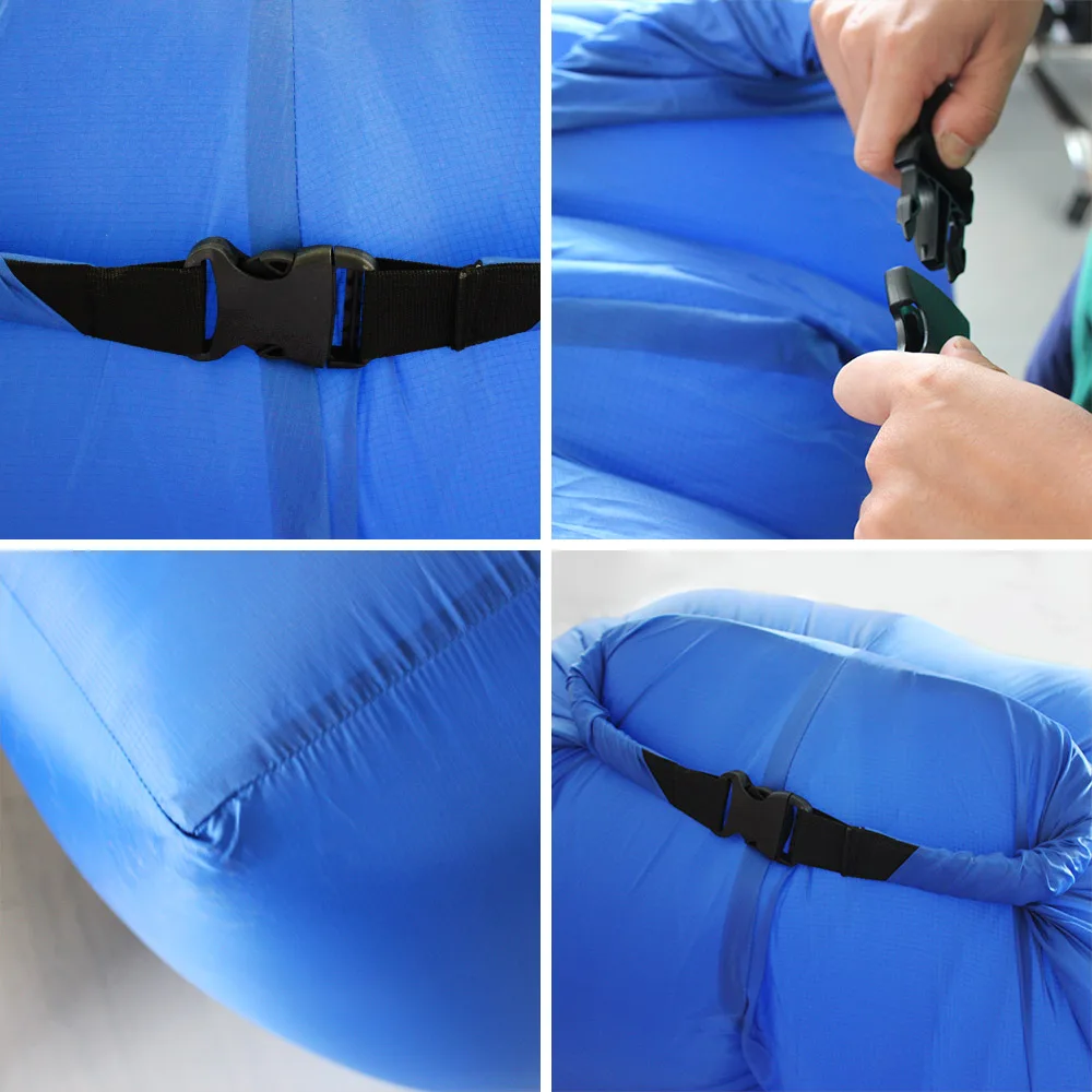 Satin Al Taşınabilir şişme Kanepe Yatak Kamp Şezlong Kanepe Uyku Tembel Hava Sandalye Ile Ayarlanabilir Arkalığı Plaj Parkı Köy Havuzu