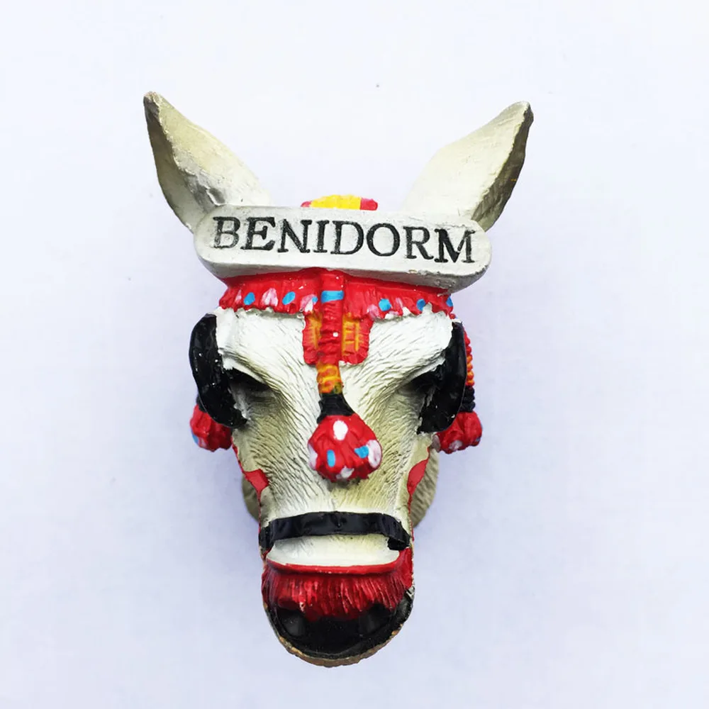 

Spain Benidorm Tourism Souvenirs 3D Handmade Dress up Donkey Car Fridge Magnet Home Decor Refrigerator Magnetic Sticker GIFT
