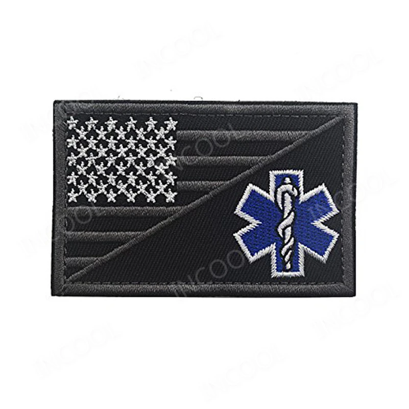 14 Embroidery 8X5 CM Флаг США/EMT звезда жизни вышивка патч фельдшер медицинская помощь крест военный боевой патчи эмблема вышитый значок - Цвет: 14 Embroidery 8X5 CM