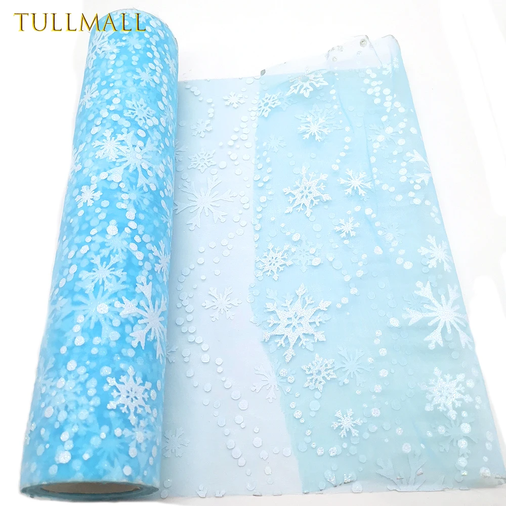 TULLMALL Принцесса Эльза Снежинка тюль ролл 27 см X 10 ярдов блеск снег лук Ремесло Замороженные вечерние свадебные украшения